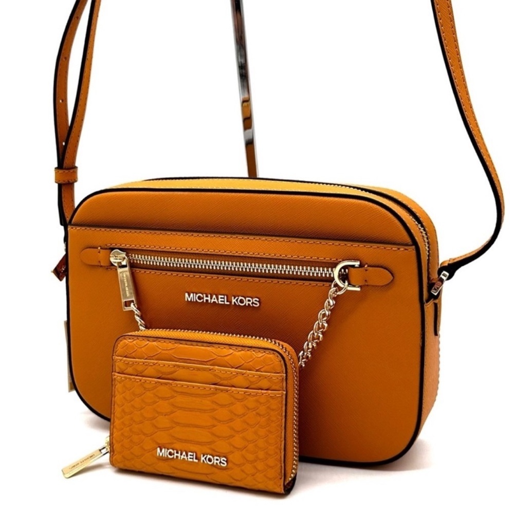Michael Kors Large EW Crossbody Bag & Medium ZA Card Case Wallet Cider - Picture 2 of 13